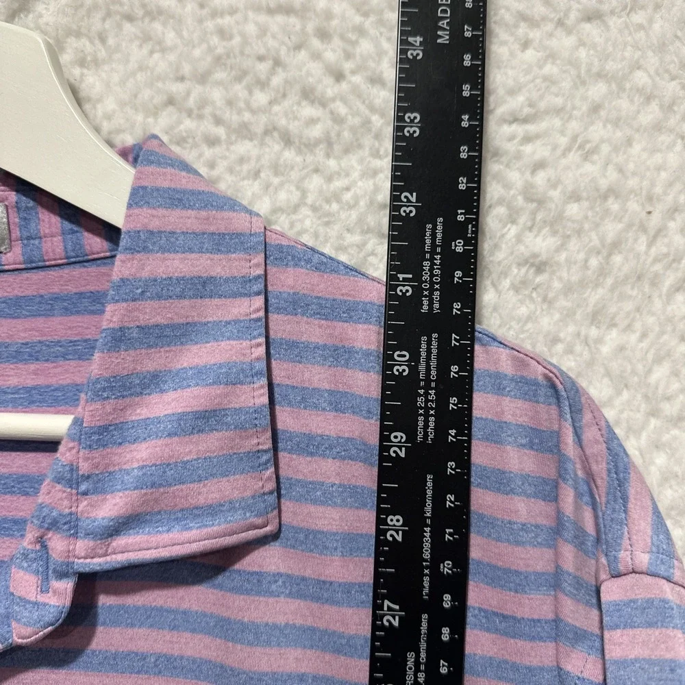 Peter Millar Polo Shirt Mens XL Pink Blue Stripe Summer Comfort Golf Performance